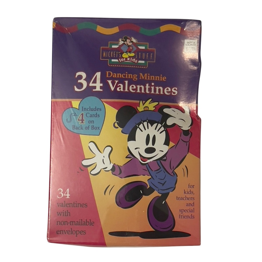 Vintage Disney Minnie Mouse Valentines 34 Cards Sealed Paper‎ Magic Co. 1990s